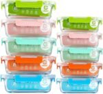 C CREST [10-Pack Glass Food Storage Containers (A Set of Five Colors), Meal Prep Containers with Lids for Kitchen, Home Use - Airtight Glass Lunch Boxes - Image 2