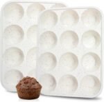 CAKETIME Silicone Muffin Pan, Metal Reinforced Frame Cupcake Pan 12 Cups Regular Size Easy to Move in or Out of Oven Non-Stick (2) - Image 2