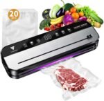 CALOOP Food Vacuum Sealer Machine with 20 Seal Bags, 80 Kpa Powerful Food Saver for Kitchen Storage, Dry/Moist Modes, Digital Countdown Timer, Compact Lightweight, Build-in Cutter - Image 2