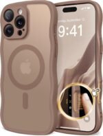 CAPRARO for iPhone 16 Pro Max Case for Women Girls, Upgraded [Full Camera Protection] [Compatible with MagSafe] Cute Wave Translucent Matte Phone Case for iPhone 16 Pro Max, Brown - Image 2