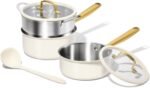 CAROTE 1.5Qt & 3.0Qt Stainless Steel Saucepan Set with Steamer & Ladle, Non-Toxic 3-Ply Stainless Steel Pot with Lids, Small Pots for Cooking, Oven Safe, Induction Compatible Cookware - Image 2