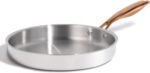 CAROTE 10" Tri-Ply Stainless Steel Frying Pan, Non-Toxic Fry Pan Egg Pan Omelet Pans, Oven Safe, Induction, Ceramic and Gas Cooktops Compatible, Silver - Image 2