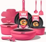 CAROTE 15pcs Pots and Pans Set Non Stick, Cookware Set Non Toxic with Detachable Handle, Induction Kitchen Cooking Set, Dishwasher/Oven Safe, RV/Camping Cookware - Image 2