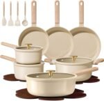 CAROTE 22Pcs Pots and Pans Set Non stick, Ceramic Cookware Set, Non-toxic Kitchen Cooking Set, PFAS and PFOA Free - Image 2
