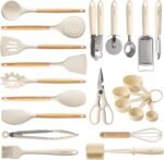 CAROTE 22pcs Silicone Cooking Utensils Set, 446°F Heat Resistant Kitchen Utensils Gadgets Set, Spatula, Turner, Whisk, Tongs - Image 2