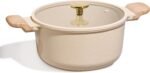 CAROTE 5 Qt Nonstick Stock Pot with Lid Soup Pot, Ceramic 5 Quart Casserole with Lid, Easy to Clean Non Stick Cooking Pot Cookware PFOA Free, Ceramic Oatmeal - Image 2