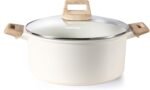 CAROTE 6 Qt Nonstick Stock Pot with Lid Soup Pot, 6 Quart Casserole with Lid, Easy to Clean Non Stick Cooking Pot Cookware PFOA Free, White Granite - Image 2