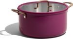 CAROTE 8QT Full Clad Tri Ply Stainless Steel Stock Pot with Lid, Kitchen Stockpot Soup Pot, Outer Ceramic Layer, Even Heating, All Stoves Compatible, Oven & Dishwasher Safe, Stay Cool Handle, Purple - Image 2