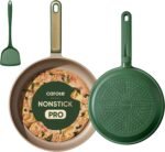 CAROTE 9.5'' and 11'' Nonstick Frying Pans Skillet, NonStick Fry Pan Egg Pan Omelet Pans,Healthy & PFOA Free, Induction-Compatible, Dishwasher Safe & Includes Silicone Spatula，Green - Image 2
