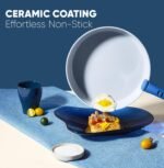 CAROTE 9pcs Pots and Pans Set,Ceramic Cookware Sets Non Stick with Detachable Handle, Induction Kitchen Pots and Pans,RV Cooking Set, Oven/Dishwasher/Fridge Safe, Malta Blue - Image 2