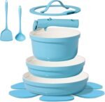 CAROTE 9pcs Pots and Pans Set,Ceramic Cookware Sets Non Stick with Detachable Handle, Induction Kitchen Pots and Pans,RV Cooking Set, Oven/Dishwasher/Fridge Safe, Space Saving - Image 2