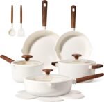 CAROTE Ceramic Cookware Sets, Pots and Pans Set Non stick, Non Toxic Healthy Induction Cookware, 14 Pcs Nonstick Kitchen Pots and Pans Set, PFAS PTFE Free, Dishwasher Safe - Image 2