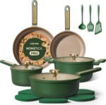 CAROTE Pots and Pans Set Non stick, Cookware Set, 16pcs NonStick Kitchen Set Induction Cookware Non-Toxic & PFOA&PFOS-Free, Dishwasher, Green - Image 2
