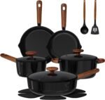 CAROTE ceramic cookware set,nonstick pots and pans，14PCS Non Toxic Healthy Non Stick Kitchen Cooking Pots and Frying Pans Set, PFAS PTFE Free - Image 2
