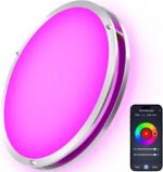 CINOTON 16 inch Smart Ceiling Light RGBCW, 40W LED Ceiling Light Fixture, 16 Million RGB & 2700K-6500K Adjustable for Bedroom Dining & Living Room Kitchen, Works with Alexa & Google Assistant, 1 Pack - Image 2