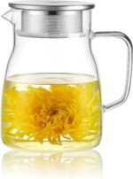 CNGLASS One-Touch Glass Teapot, 27oz(800ml) Glass Tea Kettle with Stainless Steel Filter Lid, Stovetop Safe Loose Leaf Tea Maker - Image 2