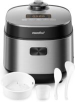 COMFEE' Compact Rice Cooker 8 Cups Cooked/4 Cups Uncooked, 9-in-1 Multi Cooker, Fast Rice Maker, Steam, Brown Rice, Grains, Fuzzy Logic Technology, Grey - Image 2