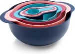 COOK WITH COLOR Nesting Bowls with Measuring Cups Colander and Sifter Set - Includes Mixing Bowls, Colander, Sifter and Measuring Cups, Navy, 8 Pc Bowl - Image 2