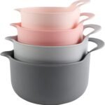 COOK WITH COLOR Nesting Plastic Mixing Bowl Set with Pour Spouts and Handles, Pink, 4 Piece Non-Slip - Image 2