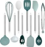 COOK WITH COLOR Silicone Cooking Utensils, Kitchen Utensil Set, Easy to Clean Silicone Kitchen Utensils, Cooking Utensils for Nonstick Cookware, Kitchen Gadgets Set, 10 Pieces, Teal - Image 2