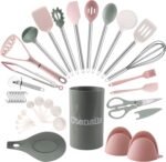 COOK WITH COLOR Silicone Cooking Utensils, Kitchen Utensil Set, Easy to Clean Silicone Kitchen Utensils, Cooking Utensils for Nonstick Cookware, Kitchen Gadgets Set, 38 Piece, Mint - Image 2