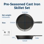 COOKLIFE 10 Inch Lightweight Pre-Seasoned Cast Iron Skillets with Handle Cover - Smooth Polished Surface, Easy to Clean Cast Iron Pan Use in the Oven, on the Stove or Grill, Over a Campfire - Image 2