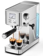 COWSAR Espresso Machine 20 Bar, Compact Commercial Espresso Maker with Milk Frother, Visual Pressure Gauge, Coffee Machine with 47oz Removable Water Tank and Capsule Funnel, for Cappuccino, Latte - Image 2