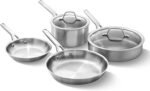 Calphalon Brushed 3-Ply Stainless Steel Cookware Set w/Turbo Heat Tech 6 Piece Includes Frying Pans, Pots and Pans Set, Induction, Oven Safe 450F, Brushed Stainless Silver - Image 2