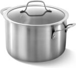 Calphalon Premier Brushed 5-Ply Stainless Steel Cookware Set w/Turbo Heat Tech 6Qt Stock Pot with Lid, Induction, Oven Safe 450F, Silver - Image 2