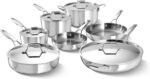 Calphalon Premier Polished 5-Ply Stainless Steel Cookware Set w/Turbo Heat Tech 12 Piece Includes Frying Pans, Pots and Pans Set, Induction, Oven Safe 500F, PFOA Free, Polished Stainless Silver - Image 2