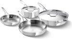 Calphalon Premier Polished 5-Ply Stainless Steel Cookware Set w/Turbo Heat Tech 6 Piece Includes Frying Pans, Pots and Pans Set, Induction, Oven Safe 500F, PFOA Free, Polished Stainless Silver - Image 2