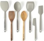 Calphalon Prime 7 Piece Sillicone and Teak Wood Kitchen Tool & Gadget Set - Taupe - Image 2