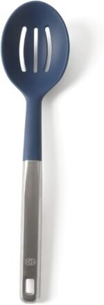 Calphalon Prime Stainless Steel Slotted Kitchen Spoon/Skimmer W/Navy Blue Silicone Head - Image 2
