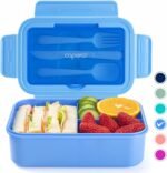 Caperci Classic Bento Lunch Box for Adult & Older Kids - Leakpoof 47 oz 3-Compartment Lunch Containers for Adults and Teens, Built-in Utensil Set, Ideal for On-the-Go, Blue - Image 2