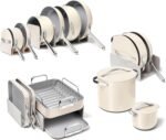 Caraway 31-Piece Ceramic Cookware Bundle - Fry Pans, Saucepans, Sauté Pan, Dutch Oven, Petite Cooker, Stir Fry, Rondeau, Stock Pot, Grill & Griddle Pans, Roasting Pan, Racks, Organizers - Cream - Image 2