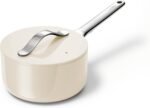Caraway Nonstick Ceramic Sauce Pan with Lid (1.75 qt) - Non Toxic, PTFE & PFOA Free - Oven Safe & Compatible with All Stovetops (Gas, Electric & Induction) - Cream - Image 2