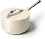 Caraway Nonstick Ceramic Sauce Pan with Lid (3 qt) - Non Toxic, PTFE & PFOA Free - Oven Safe & Compatible with All Stovetops (Gas, Electric & Induction) - Cream - Image 2