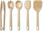 Caraway Wooden Utensil Set - 5 Piece Cooking Utensil Set - Spoon, Server, Scraper, Spatula, & Tongs - Made From FSC-Certified Birch Wood - No Microplastics - Image 2