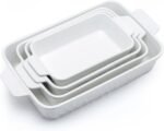 Casserole Dishes for Oven, Baking Dishes, Ceramic Bakeware Sets of 4, Rectangular Baking Pan Set with Handles for Baking, Casserole, Kitchen, Wedding Gift,White - Image 2