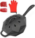 Cast Iron Skillet with Lid Pre-seasoned Cast Iron Pans, Smoker Box for Open Fire, Oven, Stovetop, Grill Safe Cookware Set +Scraper/Cleaner+Silicone Anti-Scalding Gloves - Image 2
