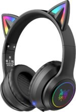 Cat Ear Bluetooth Headphones for Kids & Adults, 55H Play Time, Wireless Foldable & Wired Multi-Function LED Light Up Over Ear Headphones with Mic and Volume Control for iPhone/iPad/Laptop/PC - Image 2