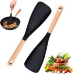 Cedar and Ash Spoon,Cedar and Ash Spoonula,Multifunction Spatula Cooking Spoon, Matte Kitchen Silicone Utensil for Cooking Serving (Black 2pcs) - Image 2