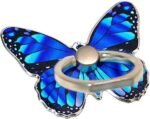 Cell Phone Ring Holder, Butterfly Phone Ring Grip Stand 360°Rotation Finger Ring Kickstand Compatible with iPhone,All Android Smartphone (Blue) - Image 2
