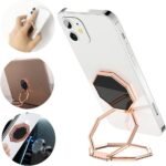 Cellphone Ring Holder Finger Kickstand, Foldable 360° Rotation Cell Phone Stand for Desk, Magnetic Car Mount, Metal Multi-Angle for Phone Back Grip Compatible with iPhone, iPad (Rose Gold) - Image 2