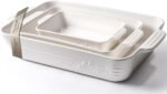 Ceramic Baking Dish Set, 3-Piece Casserole Dishes for Oven, Rectangular Baking Pans, Deep Lasagna Pans with Handles, Multi-Size Set for Cooking, Baking, Serving, and Gifting, White (16.1''/12.2''/9'') - Image 2