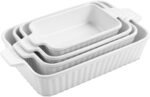 Ceramic Casserole Dishes Set of 4, Baking Dishes for Oven, Rectangular Lasagna Pan Deep with Handles, White Porcelain Bakeware (15''/12.4''/11''/9.6''), Microwave Safe - Image 2