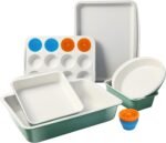 Ceramic Nonstick Baking Pans Set, Non Toxic 30 PCS Stackable Bakeware Sets, 550°F Oven Safe Baking Sheet & Pans, Warp-Free, Dishwasher Safe, PTFE/PFOA/PFOS-Free (Green) - Image 2