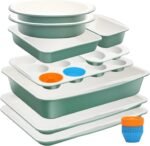 Ceramic Nonstick Baking Pans Set, Non Toxic 33 PCS Stackable Bakeware Sets, 550°F Oven Safe Baking Sheet & Pans, Warp-Free, Dishwasher Safe, PTFE/PFOA/PFOS-Free (Green) - Image 2