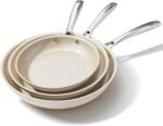 Ceramic Nonstick Frying Pans Set, Fry Pan Skillet, Non Toxic Pans for Cooking, Egg Pans，Induction Suitable，PFAS-Free Cookware, Dishwasher Safe, Oven Safe (Cream White, 8''+9.5''+11") - Image 2