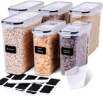 Cereal Containers Storage Set - 6 Piece Airtight Large Dry Cereal Storage Containers(4 * 4L+2 * 2.5L), BPA Free Dispenser Plastic Cereal Storage Containers with 16 Labels & Pen - Image 2
